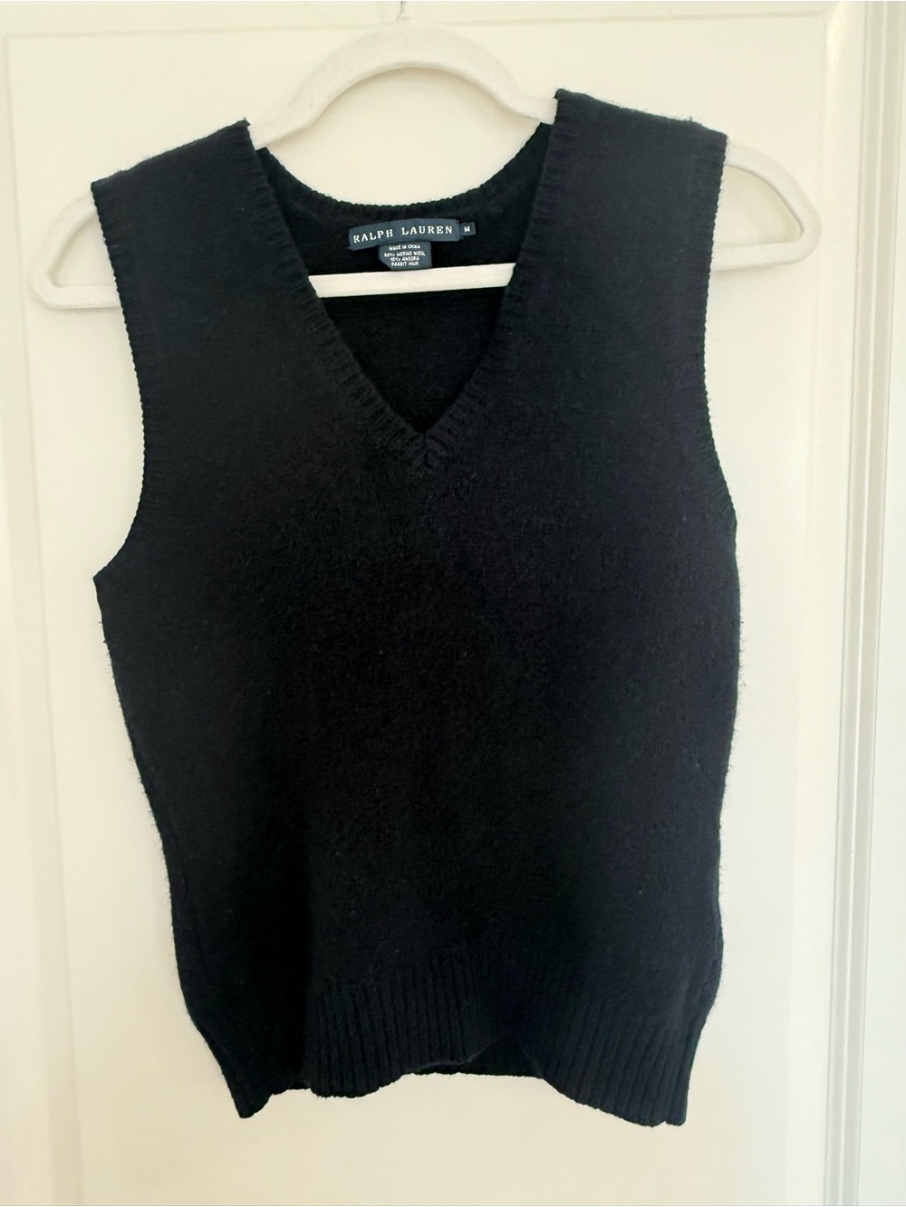 Ralph Lauren Navy V-Neck Wool/Angora Preppy Sweater Vest
